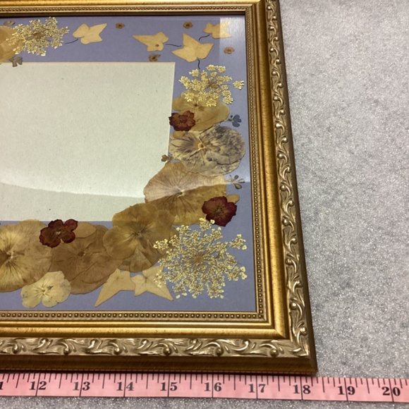 Vintage Dried Pressed Pansies Floral Gold Frame Art - Picture 7 of 11